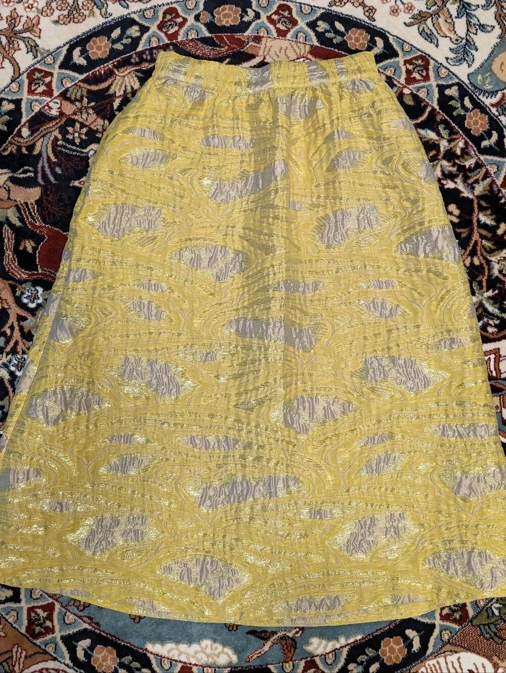 Yellow Patterned A-Line Women's Skirt (Purchased in Europe) - Picture 2 of 6